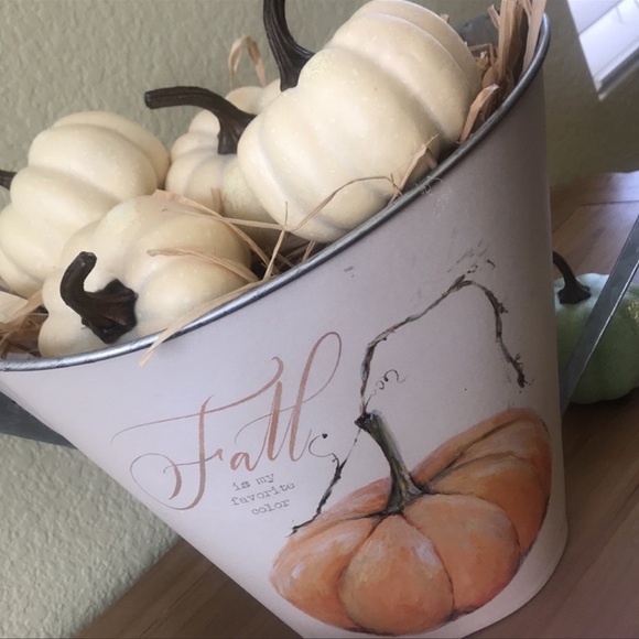 Fall Farmhouse Harvest large metal decorative pitcher with Cinderella pumpkin - Picture 10 of 16